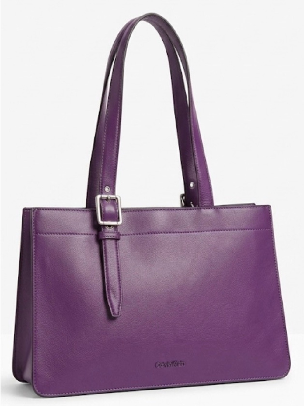 Calvin Klein Purple Leather Shoulder Tote